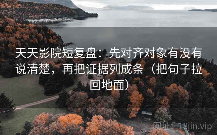 天天影院短复盘：先对齐对象有没有说清楚，再把证据列成条（把句子拉回地面）